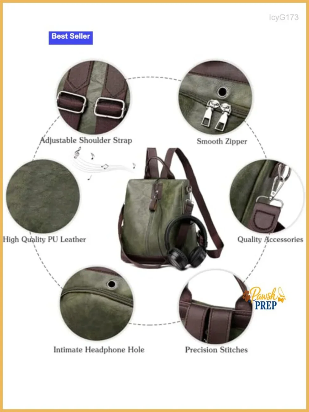 Women's Anti-Theft Backpack with Earphone Hole Water-Repellent PU Leather